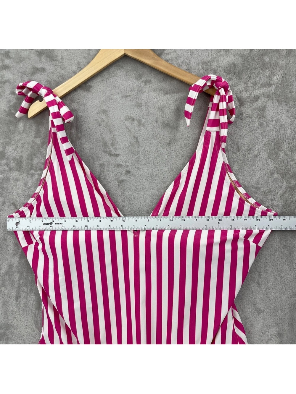 J. Crew 3X Pink & White Striped Tie-Shoulder One-Piece - Picture 14 of 16